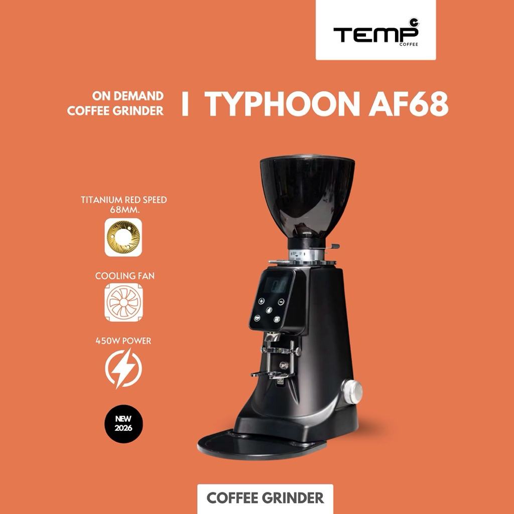 เครื่องบดกาแฟ ออนดีมาน | Typhoon AF68 Grinder Black (เฟือง SUPER RED TITANIUM)