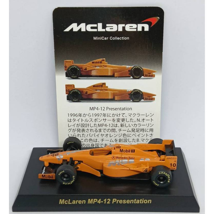 โมเดลรถ Kyosho McLaren MP4-12 Presentation NO.10 David Coulthard  Scale 1:64 NEW IN Package.