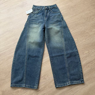 #5998 (XS-9XL) jinjeans กางเกงยีนส์ทรงบาเรล baggy กางเกงสาวอวบ กระบอกใหญ่ ขากว้าง Barel