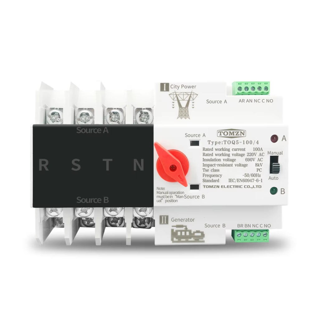 สวิตช์ถ่ายโอนอัตโนมัติกำลังสองระดับมิลลิวินาทีสวิตช์ถ่ายโอน ATS MCB type Dual Power Automatic transfer Electrical Switch