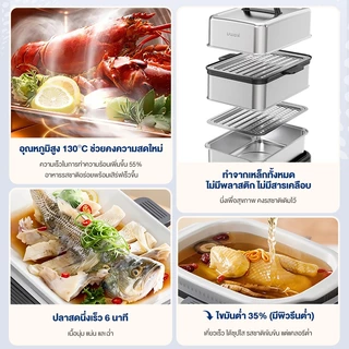 【ใบรับรอง TISI】Kawu หม้อนึ่งไฟฟ้า สองชั้น วัสดุสแตนเลส ใช้งานได้หลากหลาย ร้อนเร็ว เครื่องนึ่งไฟฟ้า
