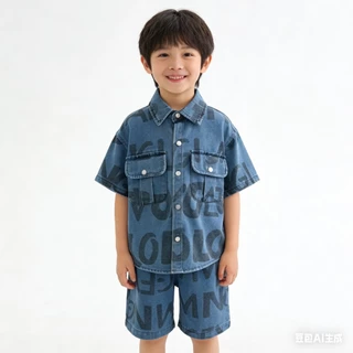YO238 ชุดเซ็ตเด็กสุดฮิต งานยีนส์นิ่มใส่สบาย สไตล์มินิมอลคูลๆ เท่ไม่เหมือนใคร