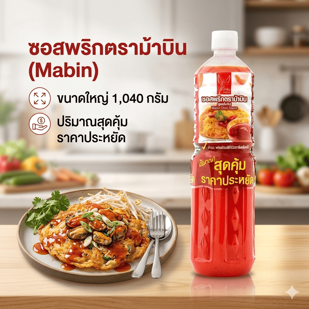ซอสพริกตราม้าบิน Mabin ขนาด 1040 กรัม (ขวดใหญ่) สูตรดั้งเดิม รสชาติเข้มข้น หอมพริกสด คุ้มค่าราคาประหยัด