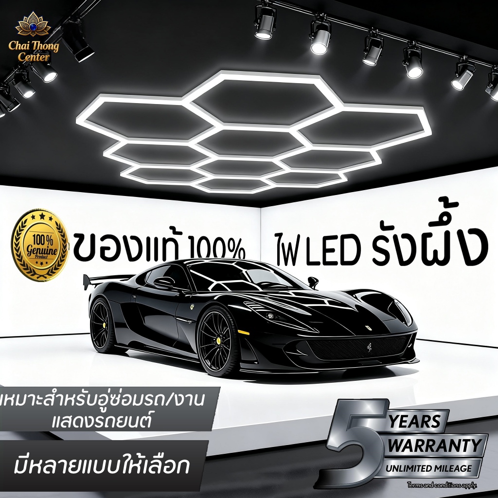 ไฟรังผึ้งทรงหกเหลี่ยม ไฟ LED รังผึ้ง [จัดส่งฟรี] กันน้ำ กันความชื้น ติดตั้งง่าย ประหยัดพลังงาน เหมาะเป็นไฟโรงรถ ไฟเพดาน