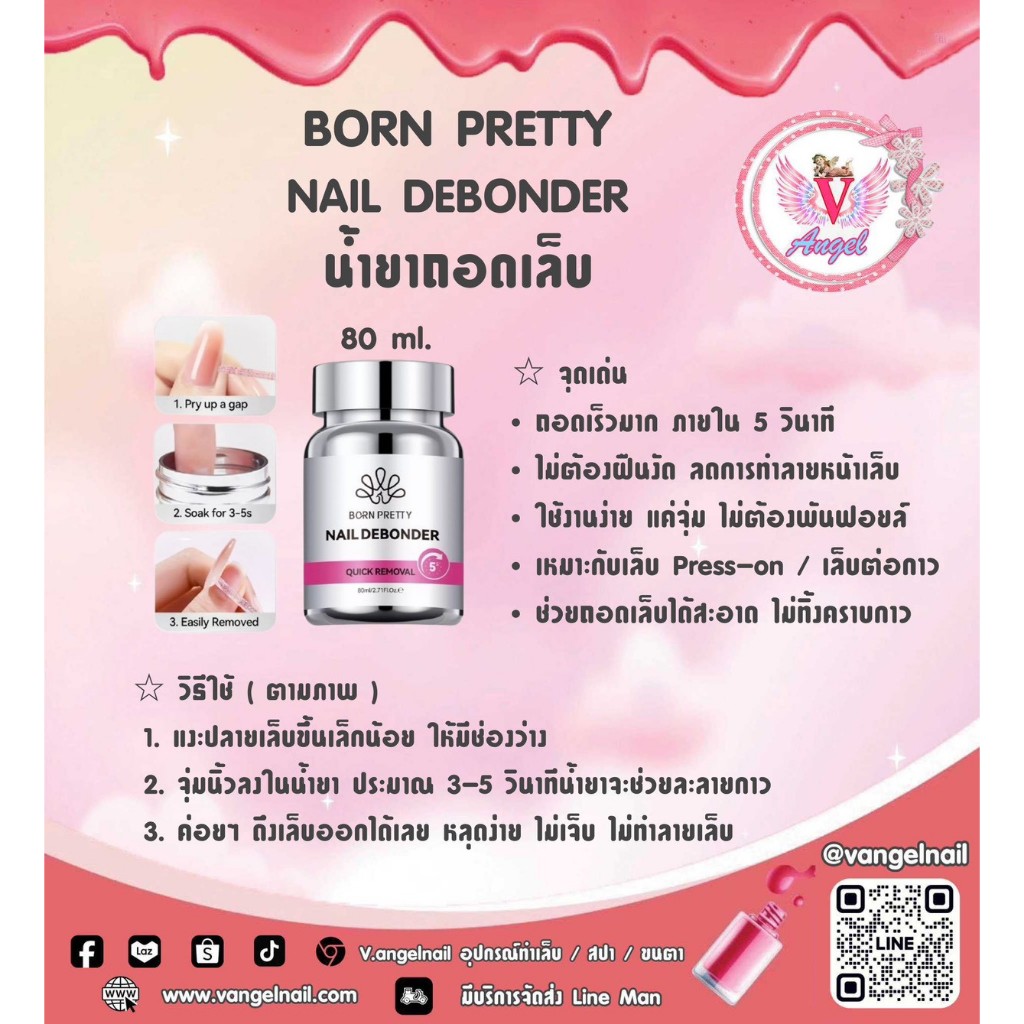 BORN PRETTY Nail Debonder (Quick Removal)  น้ำยาสำหรับ ถอดเล็บปลอม  เล็บเจลที่ติดด้วยกาว ออกอย่างรวด