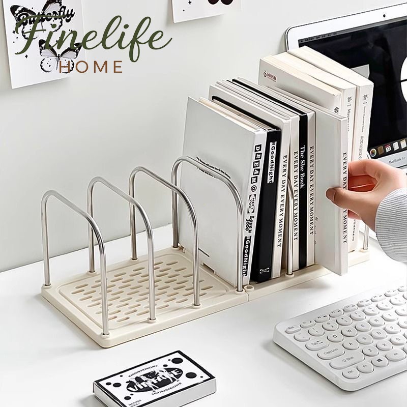 Finelife ที่กั้นหนังสือ โครงเหล็ก แข็งแรง จัดระเบียบโต๊ะ สไตลล์มินิมอล แบบ 6 ช่อง จัดระเบียบได้ดี ประหยัดพื้นที่