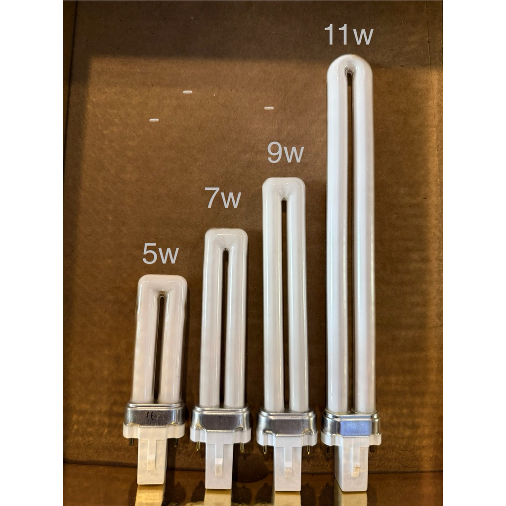 หลอดตะเกียบ ขั้วเสียบ G23 5w, 7w, 9w, 11w รวมยี่ห้อ PL-S Philips, Dulus-S Osram, Lynx-S Sylvania, Biax-S GE, Filight