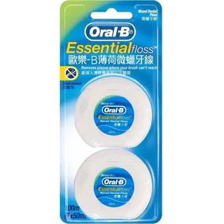 ลอตใหม่ล่าสุด Oral-B ไหมขัดฟัน เอสเซนเชียล ฟลอส 50 เมตร เคลือบขี้ผึ้ง รสมิ้นท์สดชื่น