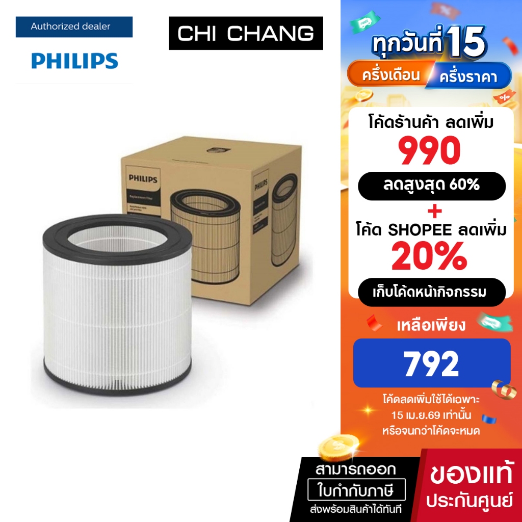Philips HEPA Filter FY0611/30 สําหรับเครื่องฟอกอากาศ AC0650/10