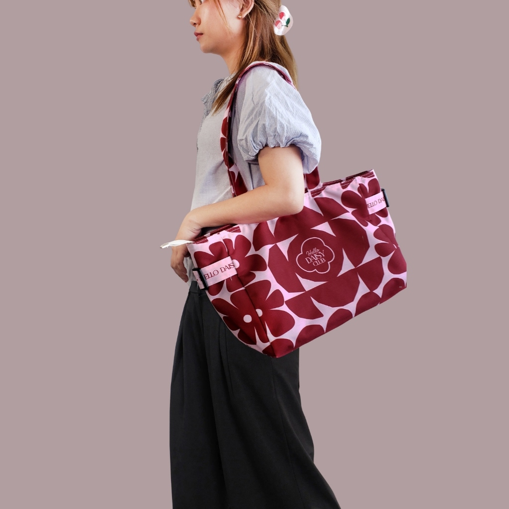 Hello Daisy - Bella bag กระเป๋า  tote bag  ลาย minimal แดง-ชมพู