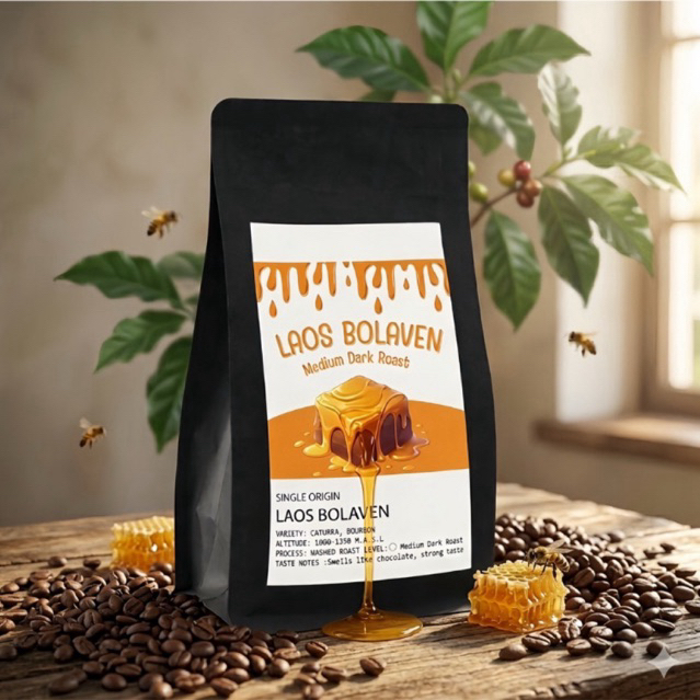 กาแฟคั่ว ลาว โบโลเวน(คั่วกลางเข้ม)กาแฟสด:โรบัสต้า100% คั่วสดใหม่ทุก order