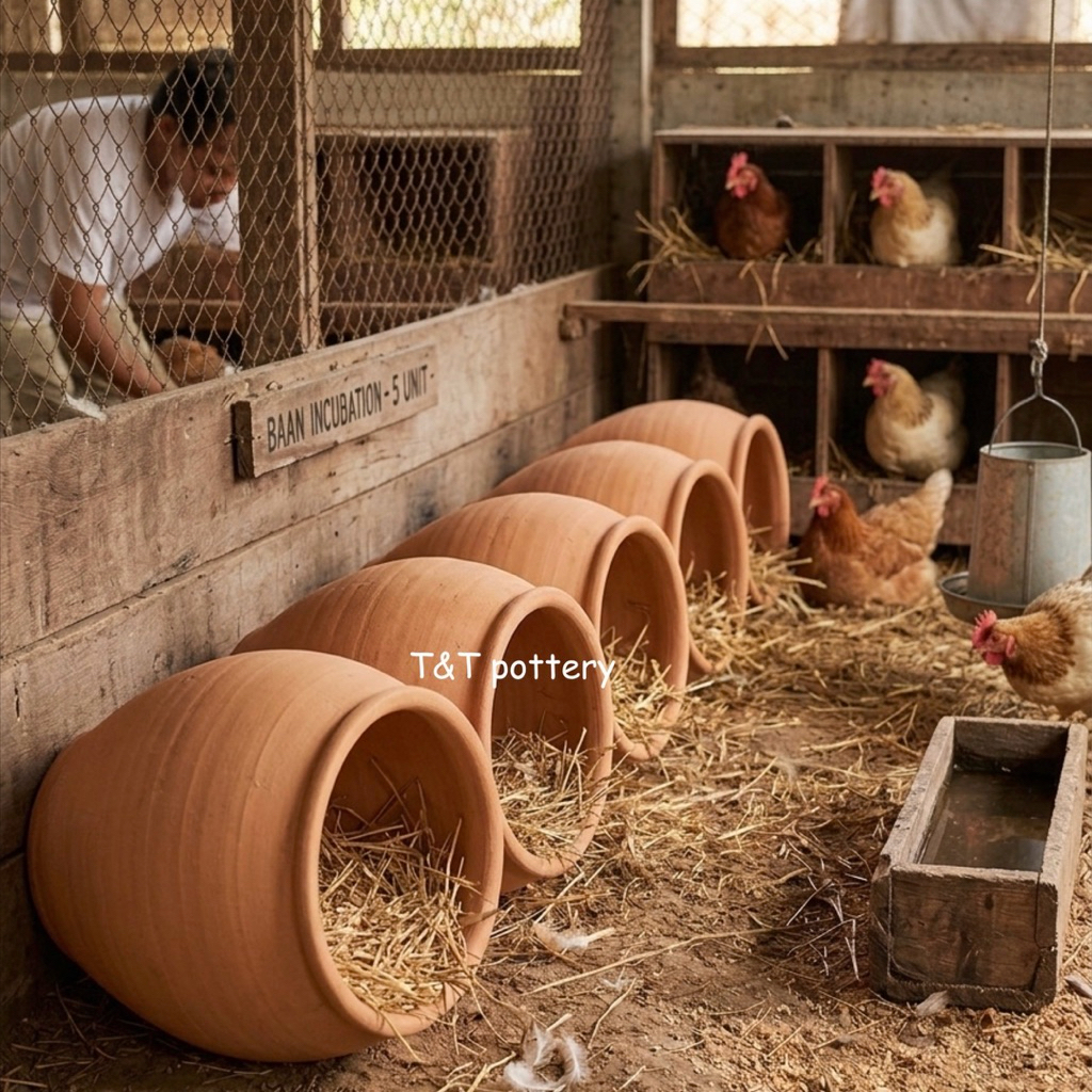 โอ่งฟักไข่ โอ่งเย็นใจ โอ่งฟักไข่เครื่องปั้นดินเผาที่ช่วยให้ไก่นอนสบาย ช่วยให้ไก่ไม่เครียด