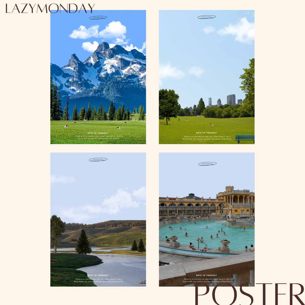 พร้อมส่ง 🗻โปสเตอร์ภาพถ่าย ภูเขา ทุ่งหญ้า วิวทิวทัศน์ ภาพติดผนังมินิมอล (ไม่มีกรอบ)