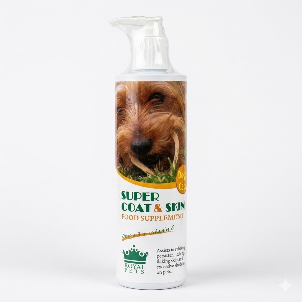 Royal Pets Super Coat Dog น้ำมันกินบำรุงขนสำหรับสุนัขและแมว 300 มล.