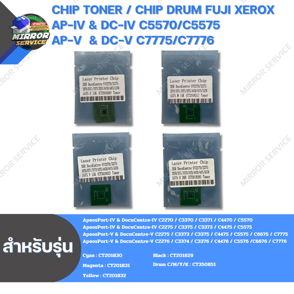 ชิปหมึก ชิปดรัม Chip Toner Chip Drum For Fuji Xerox AP-IV & DC-IV C5570/C5575 AP-V  & DC-V C7775/C7776