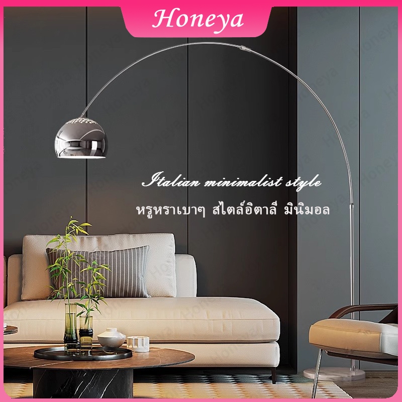 โคมไฟ โคมไฟตั้งพื้น Floor Lamp โคมไฟประดับห้อง ฐานหินอ่อน ดีไซน์โค้ง โมเดิร์น หรูหรา ตกแต่งห้อง Simple_office
