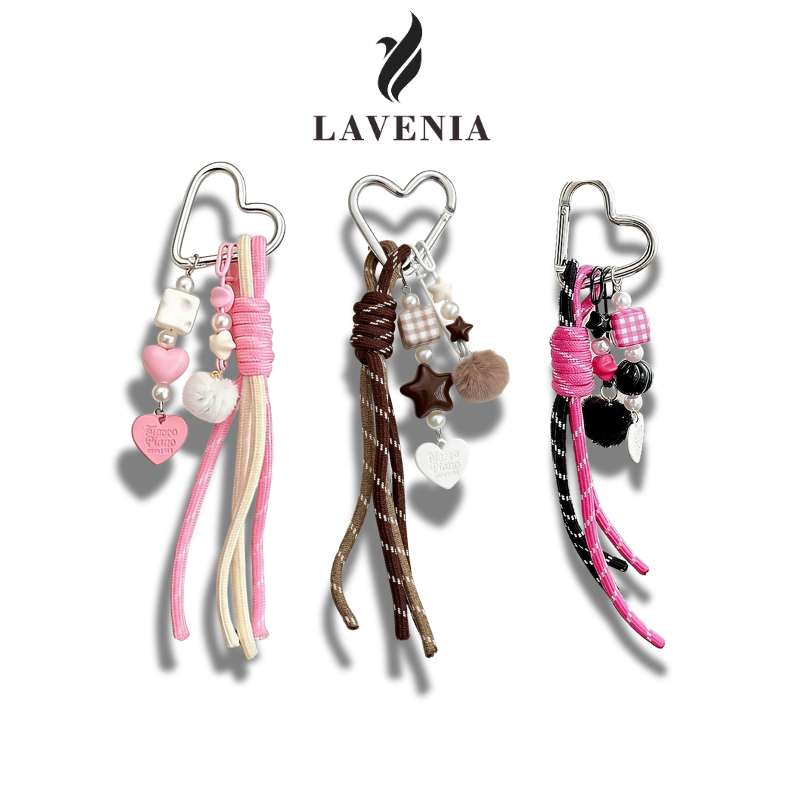 LAVENIA พวงกุญแจเชือกถัก 3 สี สไตล์สวีทคูล น่ารัก สำหรับกระเป๋า กุญแจ หูฟัง