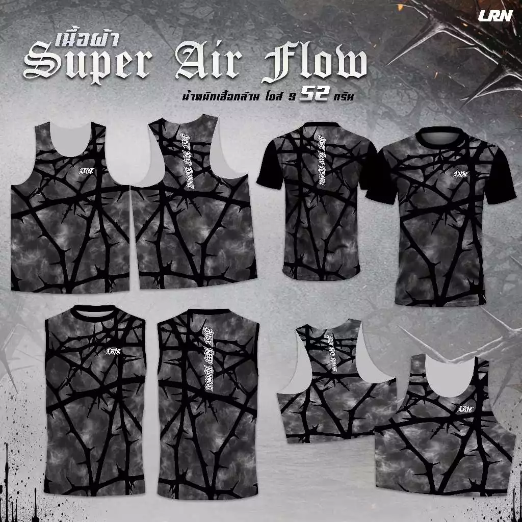 เสื้อวิ่งพิมพ์ลาย LRN เสื้อวิ่ง เนื้อผ้า Super Air Flow สำหรับวิ่งมาราธอน ออกำลังกาย (SF28)