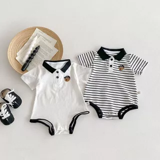 NT Baby - 208 ส่งด่วนกทม 🐻‍❄️ บอดี้สูทโปโลเจ้าหมีสุดคูล รุ่น Mini Polo Bear Romper 🖤🤍บอดี้สูทสไตล์โปโล ใส่แล้วดูแพง