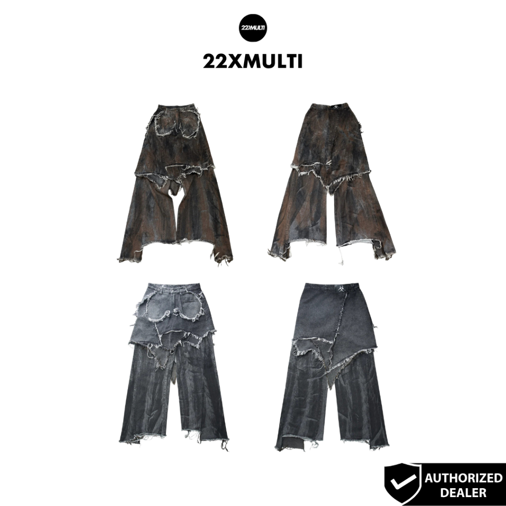 COZY - OSAMA WAXED SKIRT PANTS/ Grey/ Waxed Brown