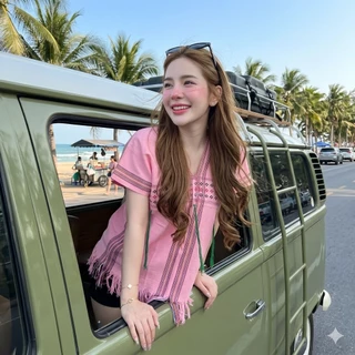 LANNA - เสื้อทอมือแท้ คอวีหน้าคอวีหลัง ทรงแขนฃวดไหล่ ผ้าทอซักสีไม่ตก เนื้อผ้านุ่มมาก ใส่สบายค่ะ