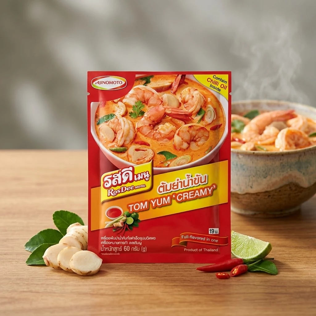 รสดีเมนู ผงปรุงรสทำต้มยำน้ำข้น RosDee Menu Creamy Tom Yum เครื่องปรุงต้มยำ (60 ก. x 6 ชิ้น)