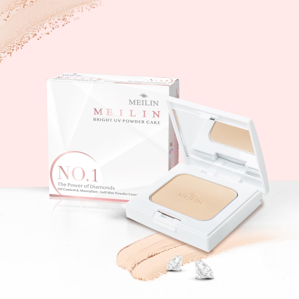 เมลิน แป้งพัฟ/แป้งตลับ ปกปิดเนียน หน้าไบรท์ กระจ่างใส MEILIN BRIGHT UV POWDER-Way Pressed Powder for a Bright & Smooth