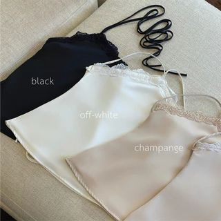 SEASON STUDIO - KIARA LACE TOP / เสื้อสายเดี่ยวผูกหลัง ดีเทลแต่งลูกไม้ ผ้าซาติน