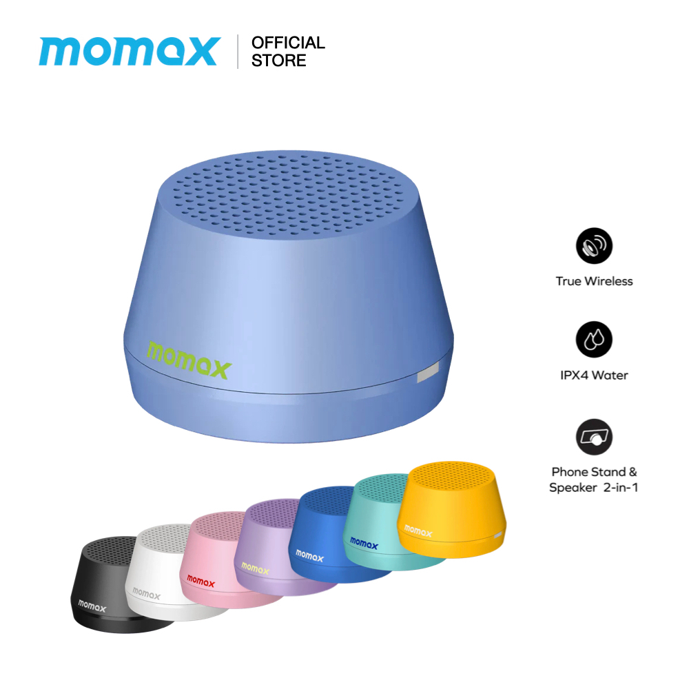 MOMAX ลำโพงพกพา 1-VIBE GO LITE Magnetic Wireless Speaker ดีไซน์แม่เหล็กสุดล้ำ เป็นขาตั้งโทรศัพท์มือถ
