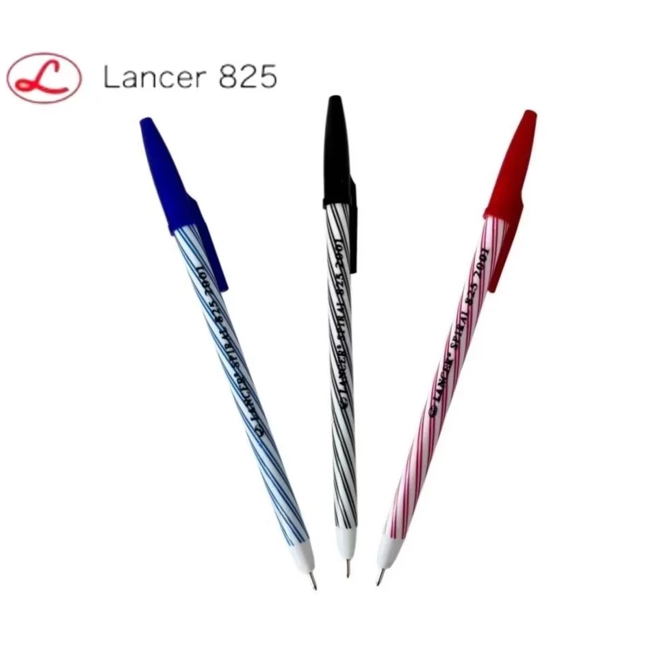 Lancer ปากกาลูกลื่น แลนเซอร์ Spiral 825 ขนาด 0.5 มม. Ballpoint Pen หมึกน้ำเงิน, แดง และดำ (6 ด้าม, 12 ด้าม)