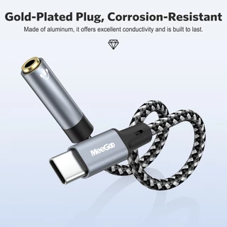 MEEGOO สายแปลงเสียง Type-C เป็น 3.5mm 15ซม รองรับโทรศัพท์/แท็บเล็ต ไม่มีเสียงรบกวน สายถักไนล่อนทนทาน