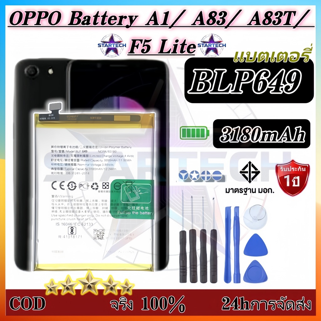 แบตเตอรี่ OPPO Battery A1/ A83/ A83T/ F5 Lite BLP649 3180mAh แบต ใช้ได้กับ แบตเตอรี่ แบตคุณภาพสูง แบ