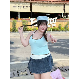 /WP/ เสื้อผูกคอสีตัด มีไซส์อก38-52 โทนสีพาสเทล แต่งสายลูกปัด ผ้ายืดมากใส่สบาย #พลัสไซส์