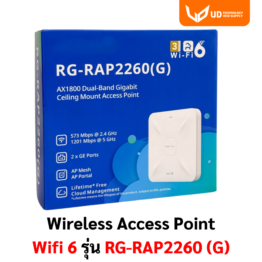 Ruijie Reyee ตัวกระจายสัญญาณ Wireless Access Point รุ่น RG-RAP2260 (G) รับประกัน 3 ปี ** พร้อมส่ง **