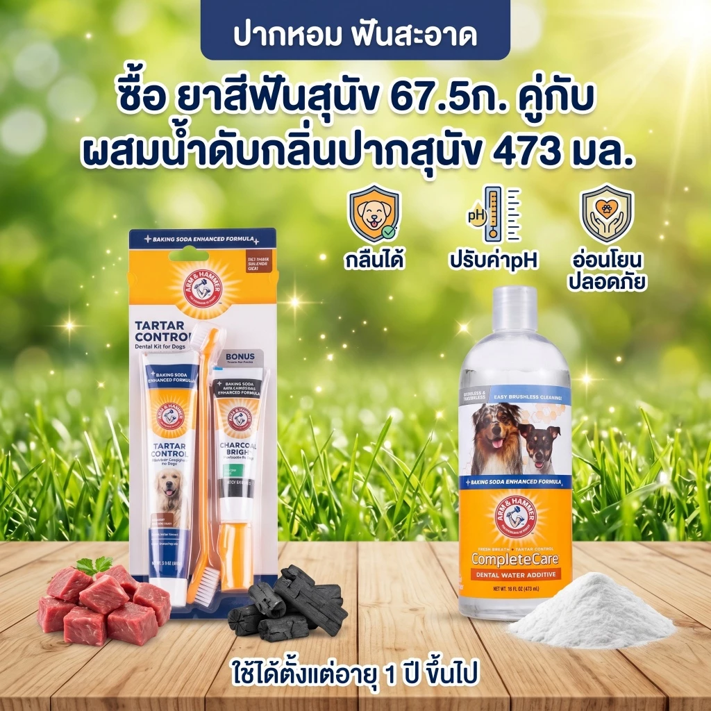 [แบรนด์แท้ USA🇺🇸] เซ็ตยาสีฟันเนื้อพร้อมแปรง คู่กับ ผสมน้ำดับกลิ่นปาก
