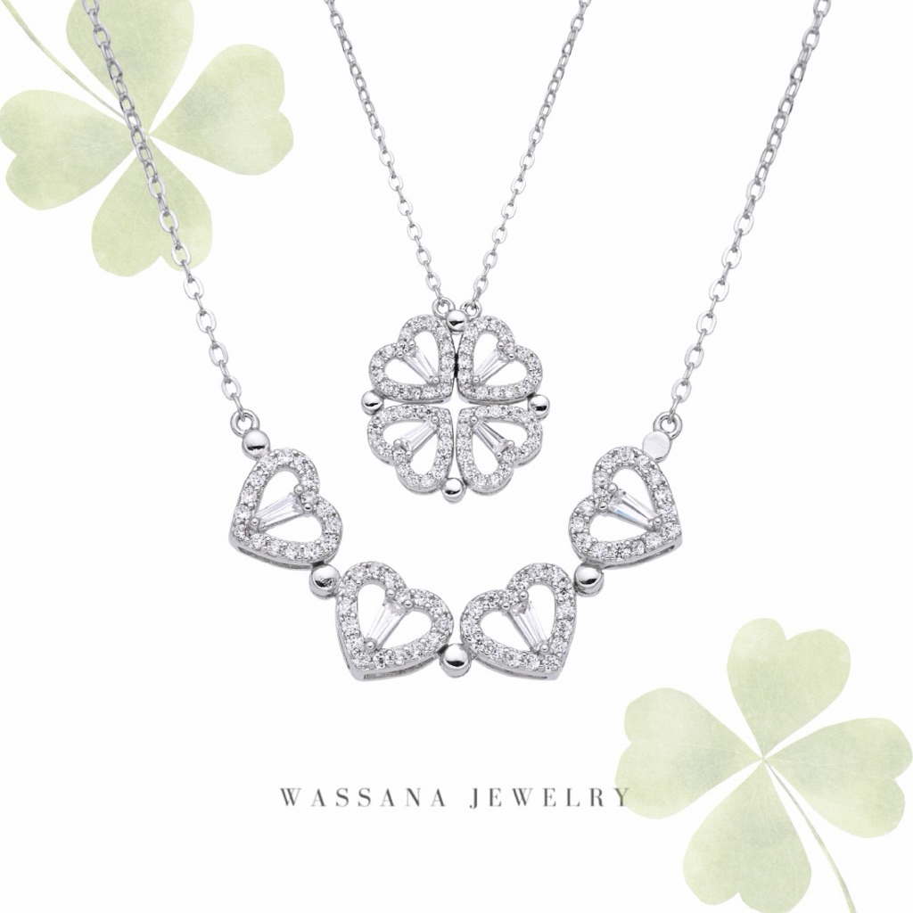 wassana.jewelry สร้อยจี้รุ่น Twin Clover ใส่ได้ 2แบบ ความยาวปรับได้ 16-18 นิ้ว