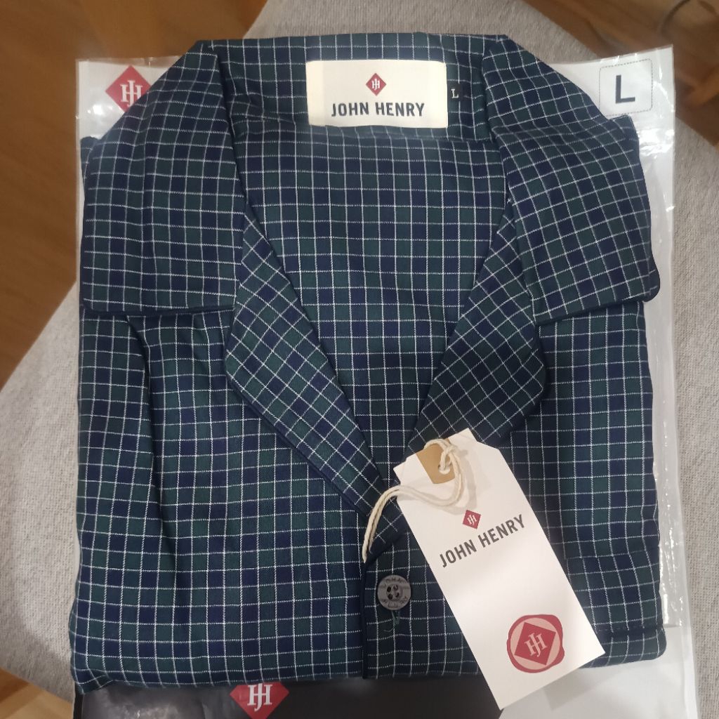 ชุดนอน John Henry สีน้ำเงิน-เขียว คอตตอน 100%