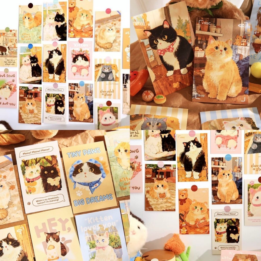 🍑 Tiny Paws Story (เซต 30 แผ่น) โปสการ์ด น้องแมวเหมียว โปสการ์ดแต่งห้อง พร็อบ คาเฟ่ การ์ด รูปติดผนัง 76031