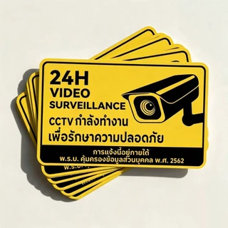 สติ๊กเกอร์ สติกเกอร์กล้องวงจรปิด ป้ายกล้องวงจรปิด สติกเกอร์ CCTV 24 ช.ม. เทปกาวใสไร้รอยนาโน-ติดแน่นไร้รอย ไม่ทิ้ง