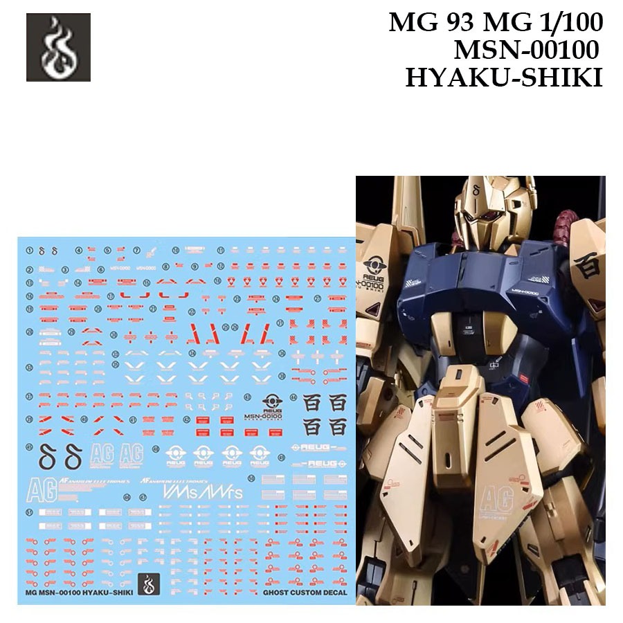 ดีคอลน้ำ [GHOST] MG93 MSN-00100 HYAKU SHIKI MG 1/100 WATER SLIDE DECAL