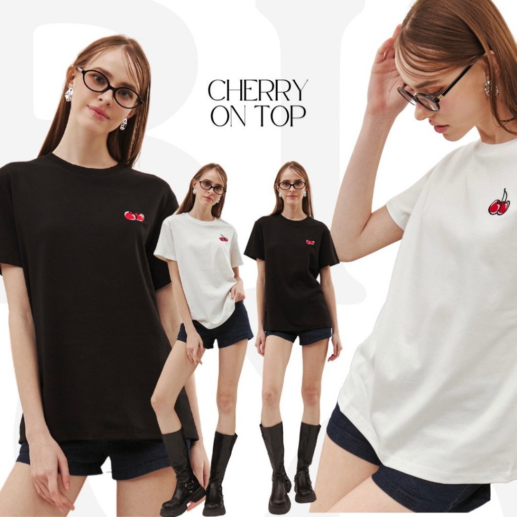 BCTS04 Cherry On Top - เสื้อยืดพร้อมลายปักเชอร์รี่สุดคิวท์