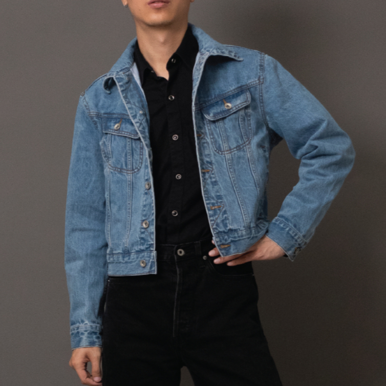 [J5DN-WASH] Cropped rider jacket - Washed Selvedge denim