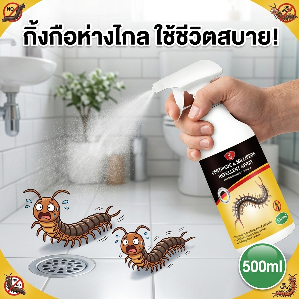 ตะขาบไม่กล้าเข้าบ้านอีก! ยาฆ่าตะขาบ ยาไล่ตะขาบ ไม่ต้องเจือจาง ฉีดพ่นโดยตรง ไล่งู ตะขาบ แมงป่อง กิ้งกือ 500ml