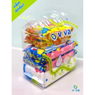 ViVa x Happy Sunday ทิชชู่เปียกวีว่า ชุดแฮปปี้วีว่า 5ห่อ (200 แผ่น) x6 ชุด (ยกลัง)