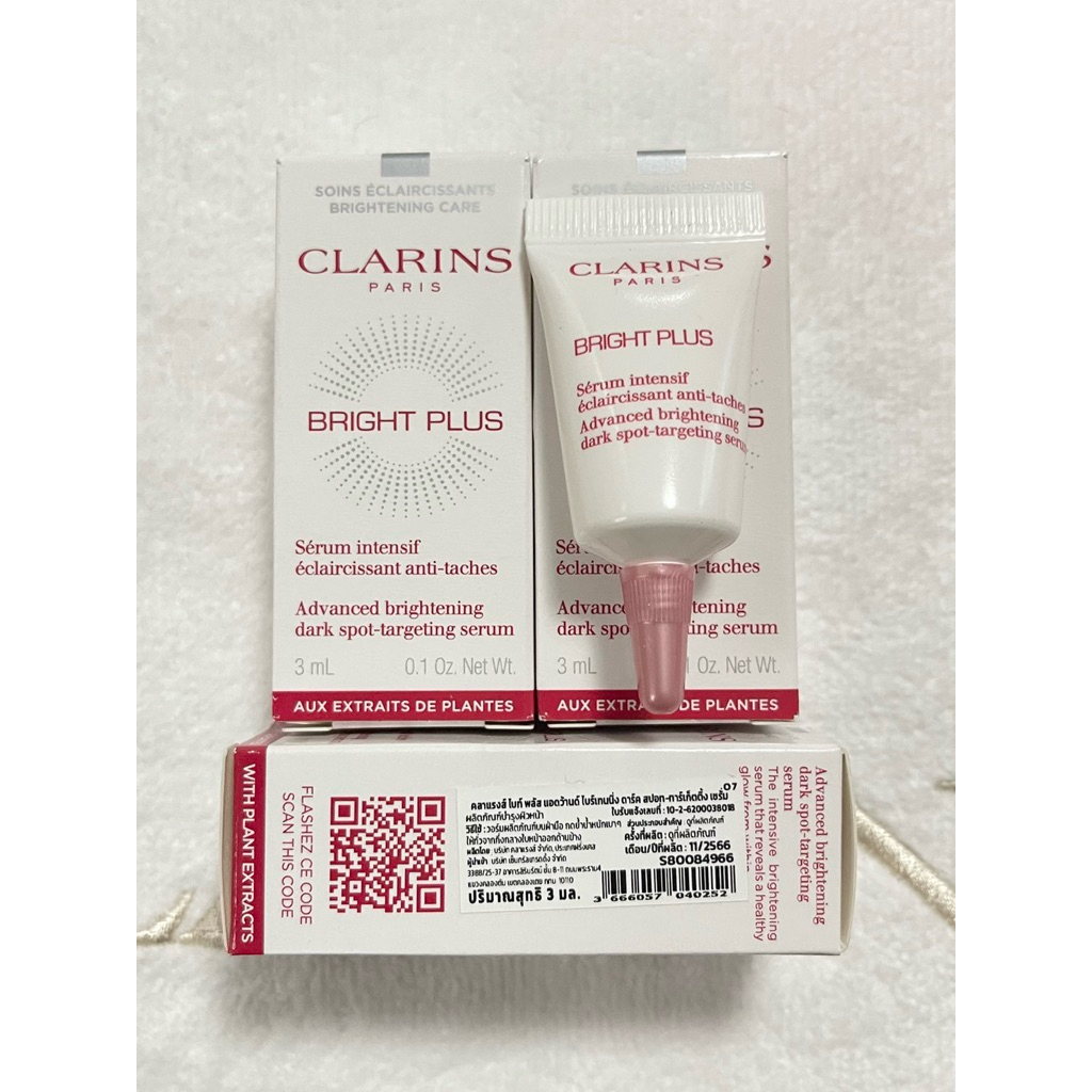 *Clarins* Bright Plus advanced brightening dark spot-targeting serum 3ml ของแท้ มี สคบ ป้ายไทย