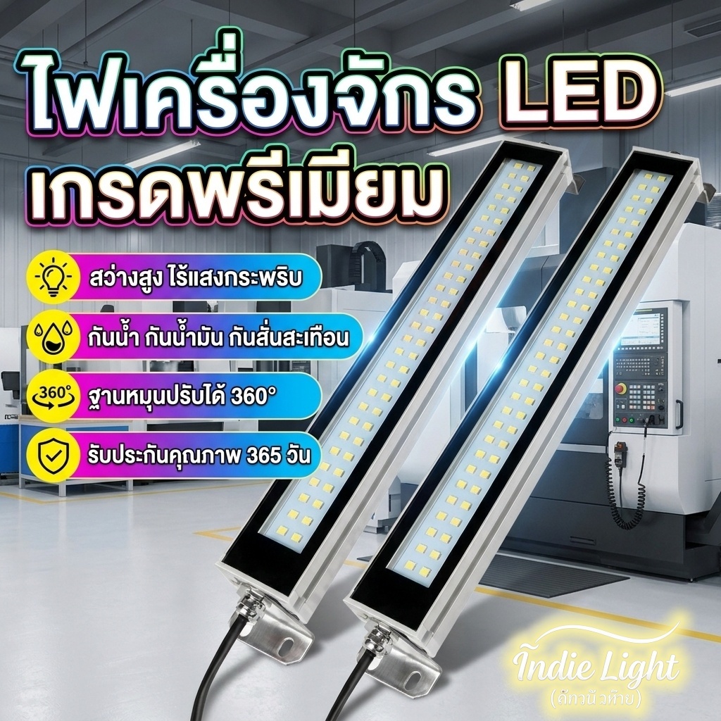 Indie Lightไฟเครื่องจักร LED เกรดพรีเมี่ยม สว่างสูง กันน้ำกันฝุ่น หมุนได้ 360° ใช้งานยาวนาน