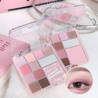 MR อายแชโดว์ พาเลทอายแชโดว์ 12 สี บลัชออน+อายแชโดว์+ไฮไลต์ 3-in-1 สีสวย กันน้ำ กันเหงื่อ ติดทนนาน คุณภาพดี