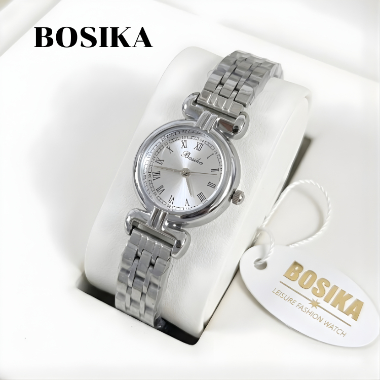 BOSIKA นาฬิกาข้อมือสตรี สไตล์เลเชอร์ แฟชั่น สายสแตนแลส 20 มม.