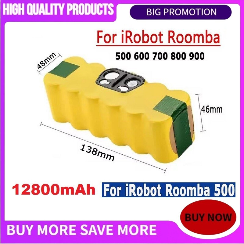 📢แบตเตอรี่หุ่นยนต์ดูดฝุ่น iRobot Roomba 500 600 700 800 620 650 770 780 580 Series NI-MH battery 128