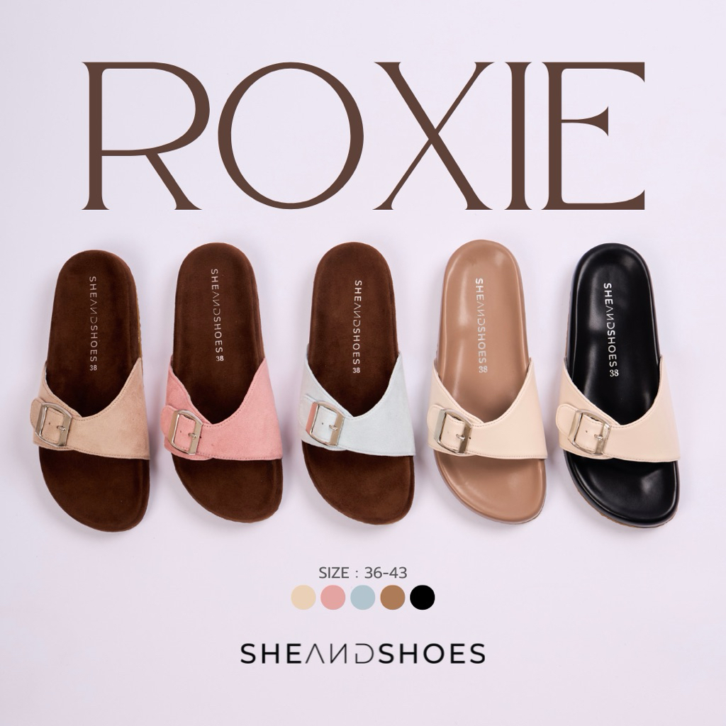 🚗 ส่งด่วน กทม - ROXIE รองเท้าแตะ [ Sz.36-43 ] หนังกลับ,หนังPU พื้นนุ่ม ใส่สบาย (แนะนำ+1ไซส์)